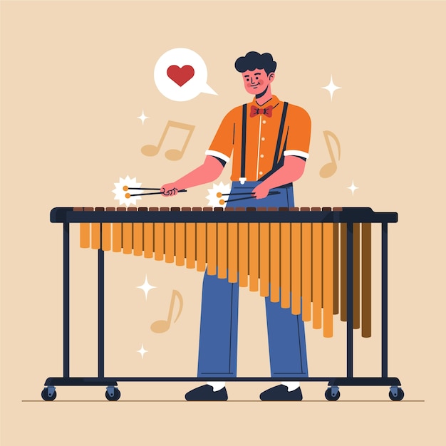 Vettore gratuito illustrazione di musica marimba disegnata a mano