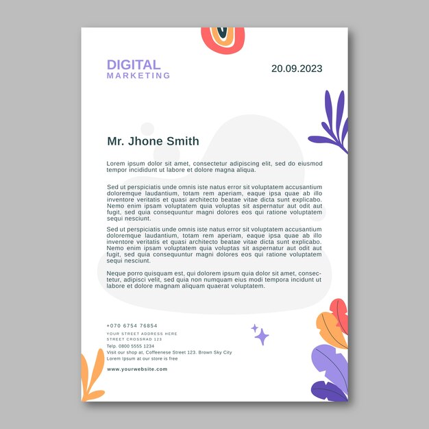 Free vector hand drawn marketing agency letterhead