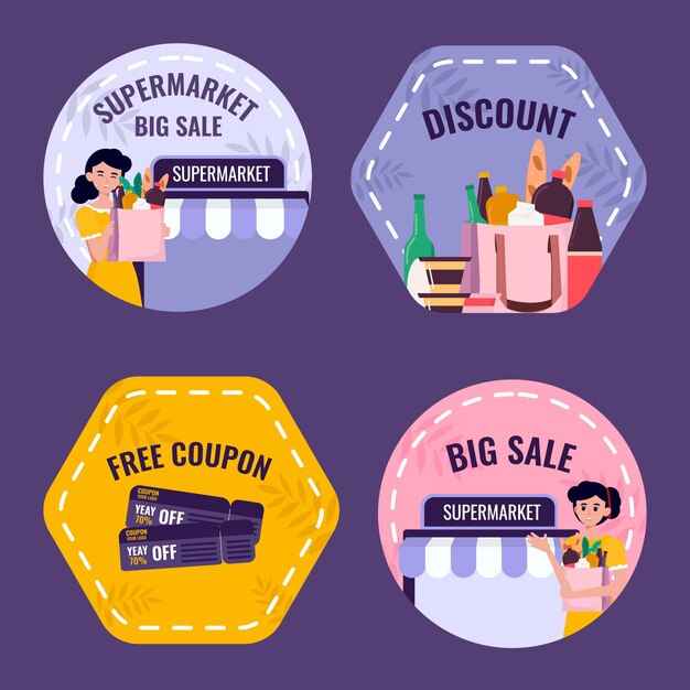 hand drawn marketing labels pack
