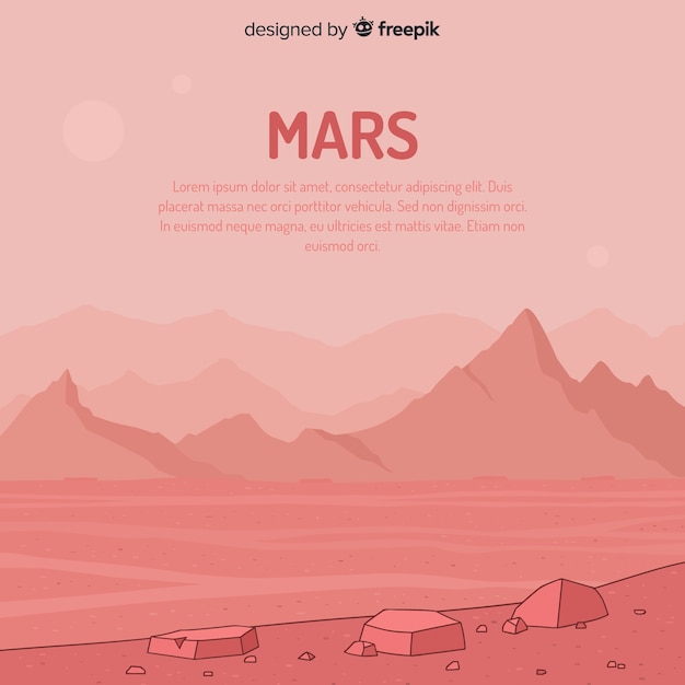 Free vector hand drawn mars landscape background