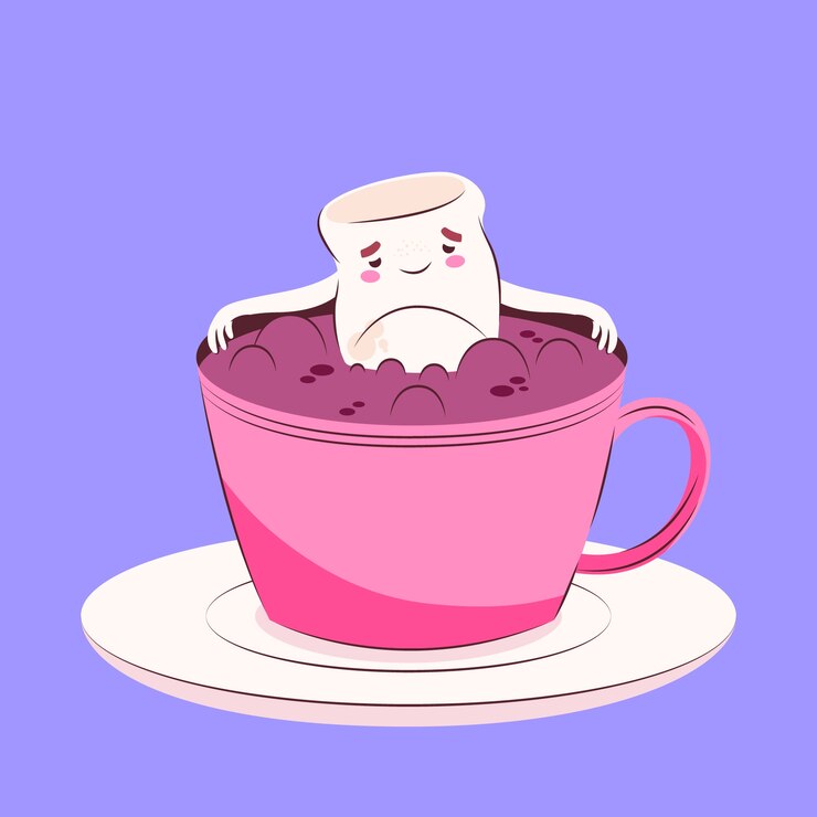 無料Vector カップのイラストで手描きのマシュマロ