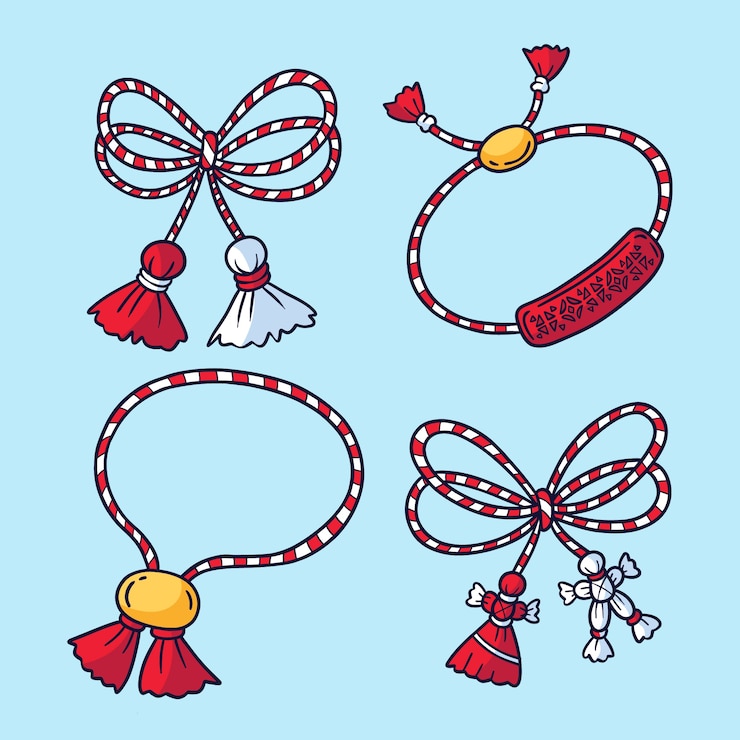Free Vector hand drawn martenitsa collection