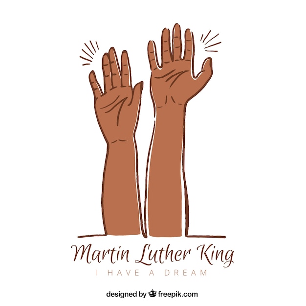 Hand-drawn martin luther king day background with two hands