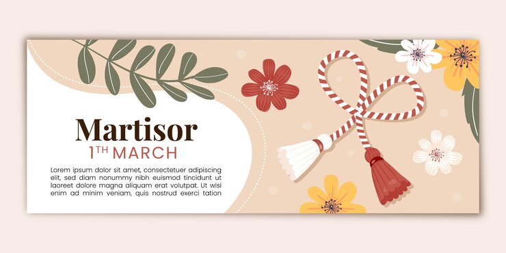 Free Vector hand drawn martisor horizontal banner