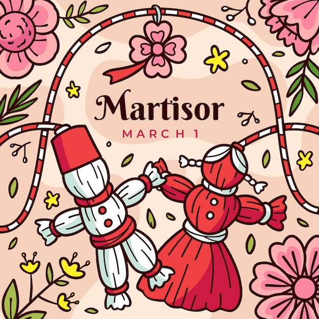 Free vector hand drawn martisor illustration