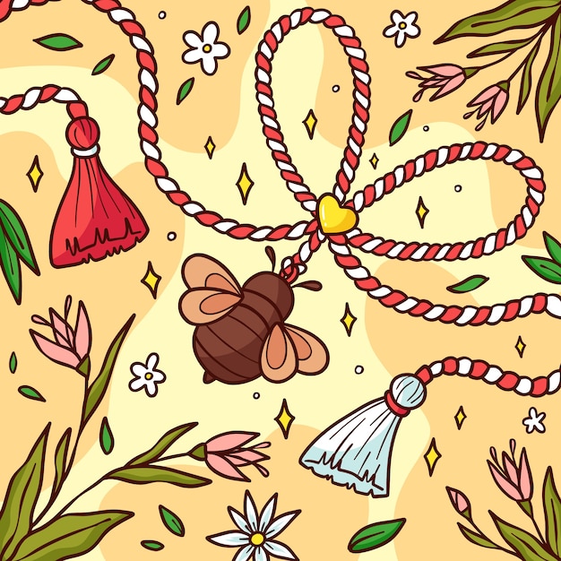 Free vector hand drawn martisor illustration