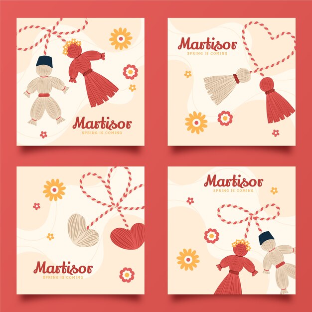 Hand drawn martisor instagram posts collection