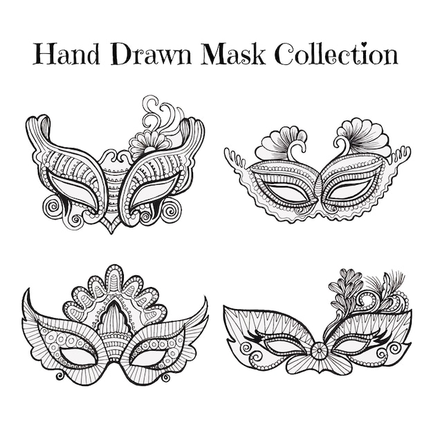 Free vector hand drawn mask collection