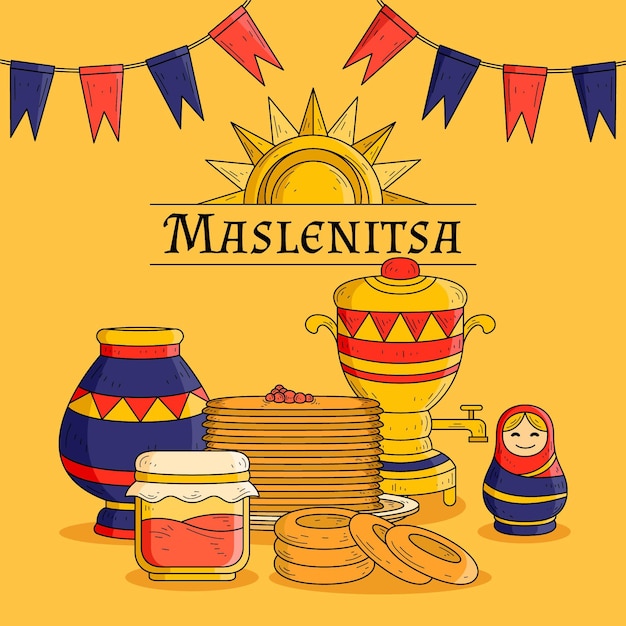 손으로 그린 maslenitsa 그림