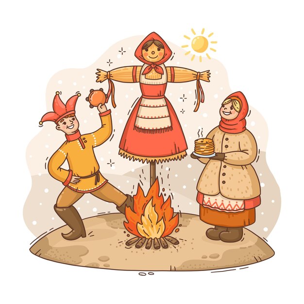 Hand-drawn maslenitsa illustration