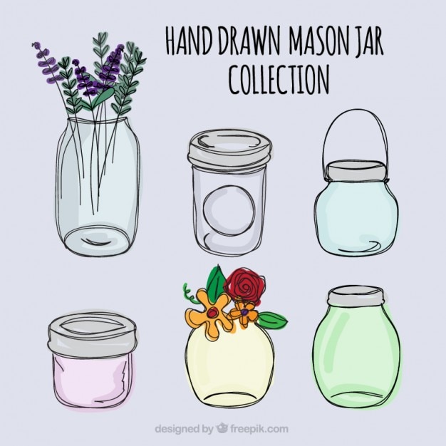 Hand drawn mason jars