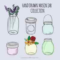 Free vector hand drawn mason jars