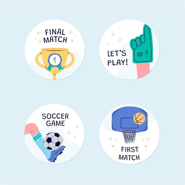 Hand drawn match day badges set