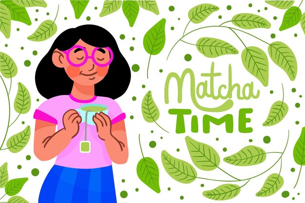 Free vector hand drawn matcha tea background