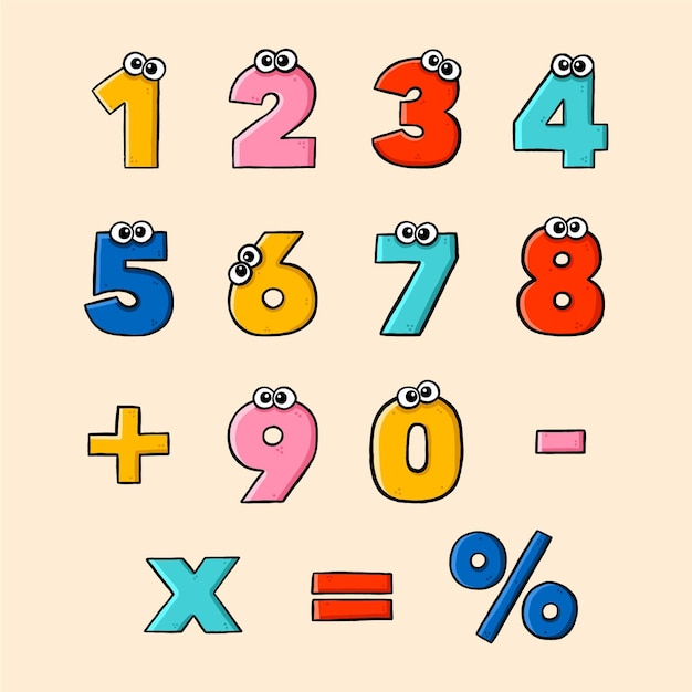 Free vector hand drawn mathematical symbols set