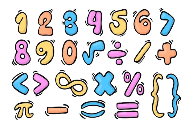Бесплатное векторное изображение Вручите оттянутые математические символы
