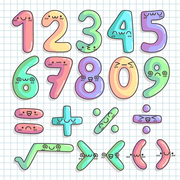 Hand drawn mathematical symbols