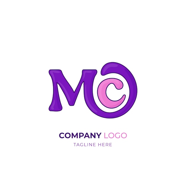 Ручной обращается шаблон дизайна логотипа mc