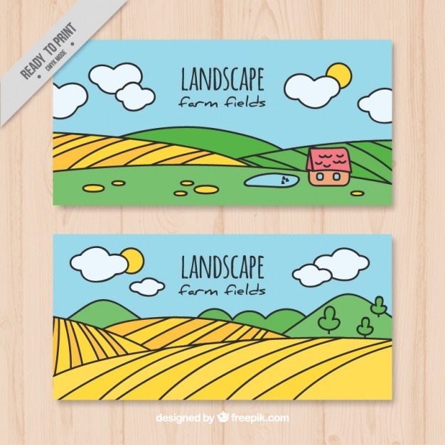Free Vector hand drawn meadows banners 