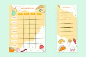 Free vector hand drawn meal planner design