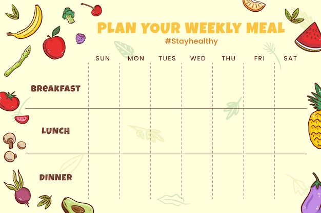 Hand drawn meal planner template