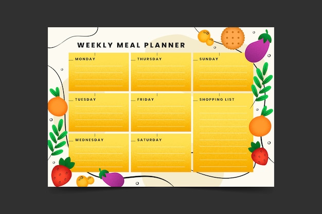 Free vector hand drawn meal planner template