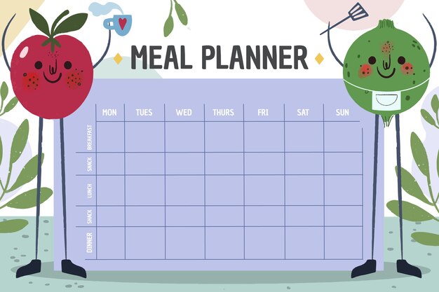 Hand drawn meal planner template