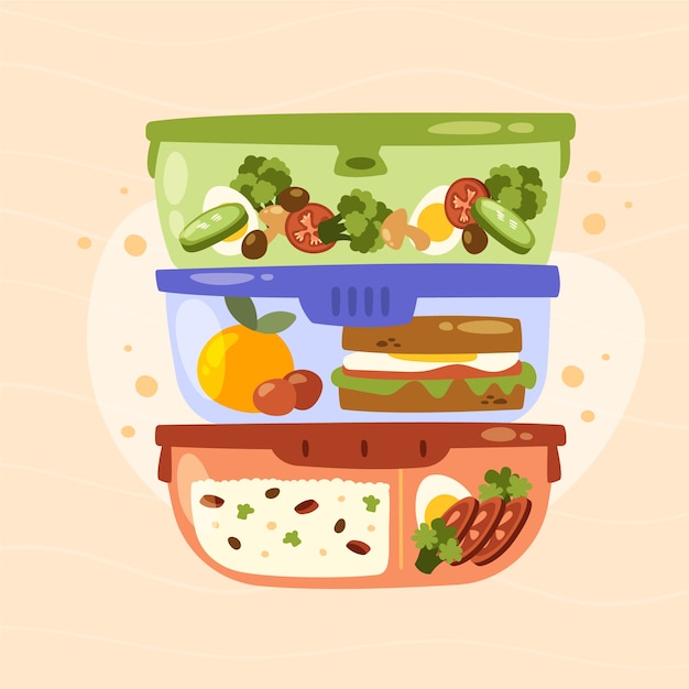 Free vector hand drawn meal prep illustration