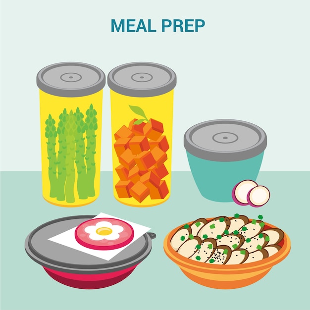 Hand drawn meal prep illustration