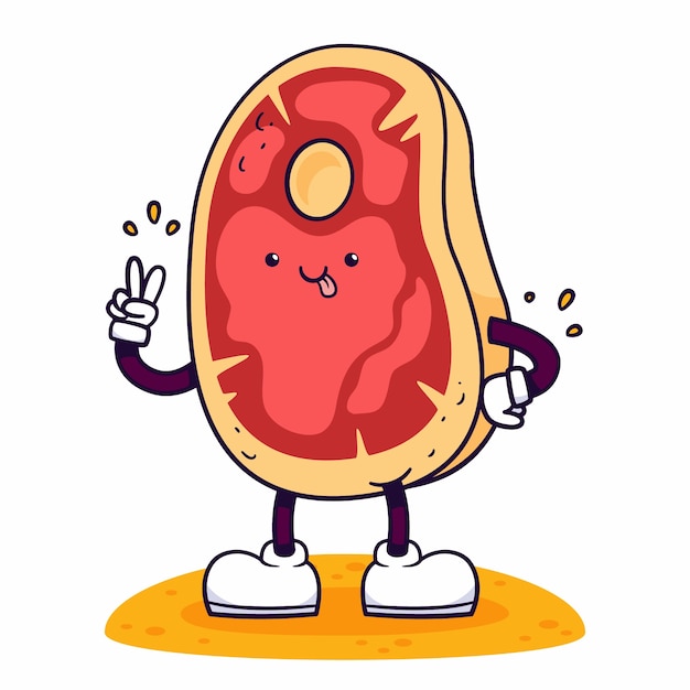 Free vector hand drawn meat cartoon illustration