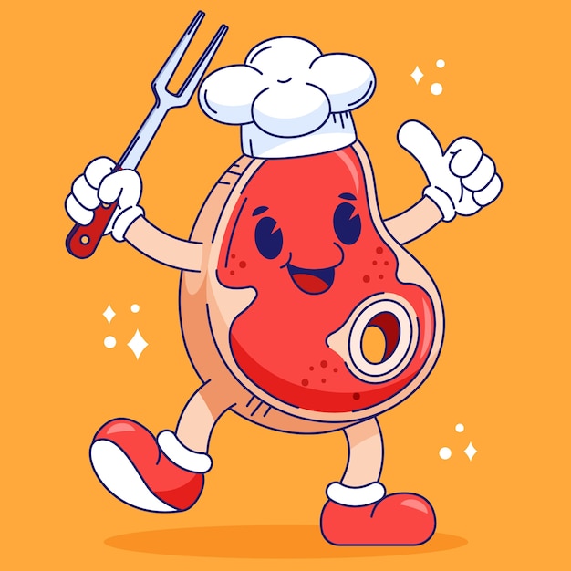 Free vector hand drawn meat cartoon illustration