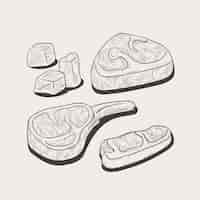 Free vector hand drawn meat drawing element