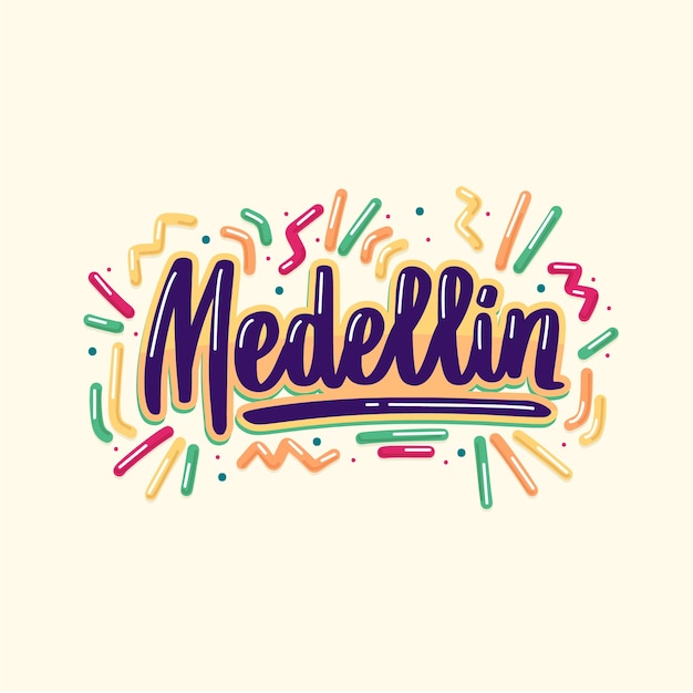 손으로 그린 medellin 텍스트 그림