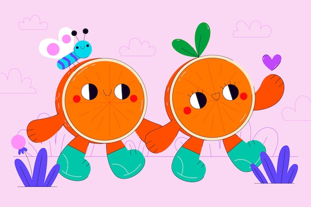 Vettore gratuito illustrazione di naranja multimediale disegnata a mano