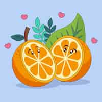 무료 벡터 손으로 그린 미디어 naranja illustrationn