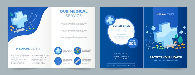 Free Vector hand drawn medical center brochure