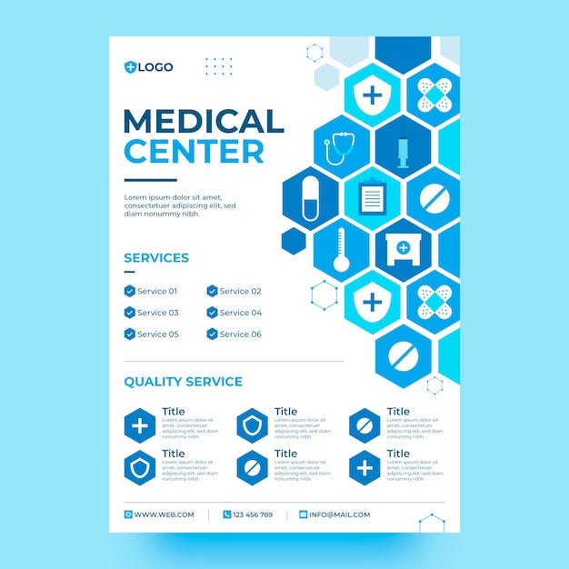 Hand drawn medical center template design