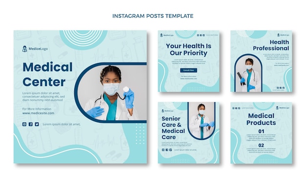 Free vector hand drawn medical instagram post