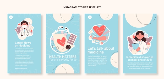 Free vector hand drawn medical instagram stories