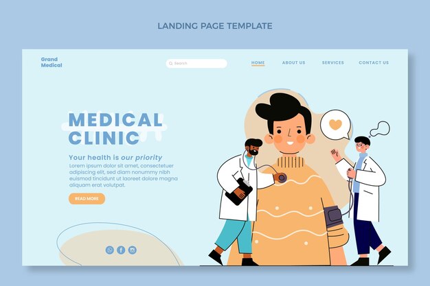 Free Vector hand drawn medical landing page