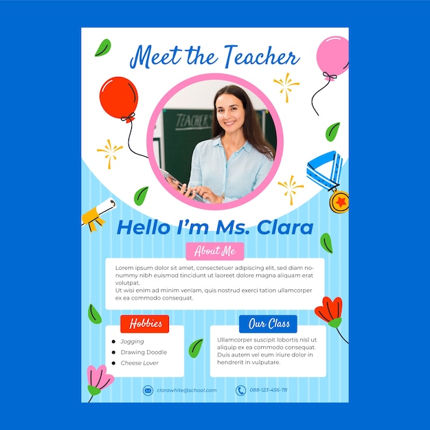 Free vector hand drawn meet the teacher template