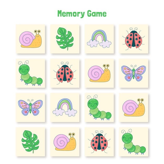 Free vector hand drawn memory game card