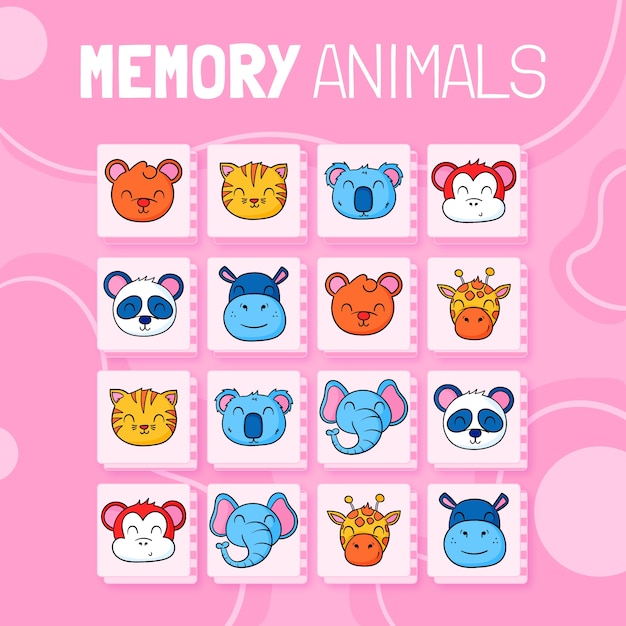 Free vector hand drawn memory game cards