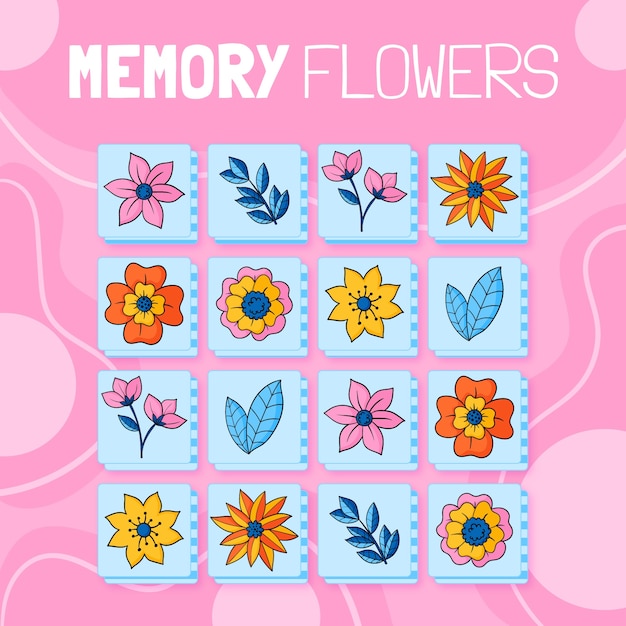 Free vector hand drawn memory game cards