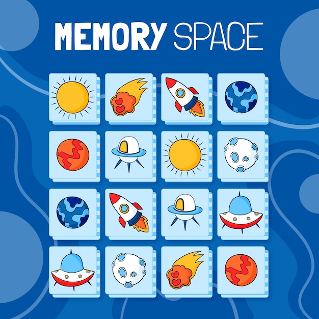 Free vector hand drawn memory game cards