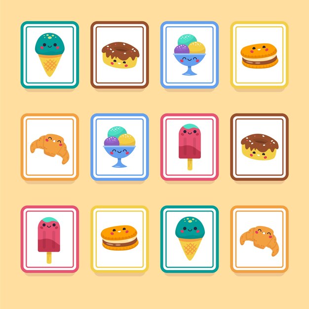 Free vector hand drawn memory game cards