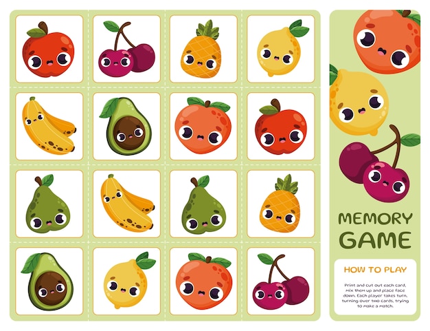 🕹️ Play Fruit Memory Game Memory: Free Online Fruits Memory Card Pair  Matching Video Game for Kids & Adults