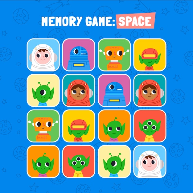 Free vector hand drawn memory game cards