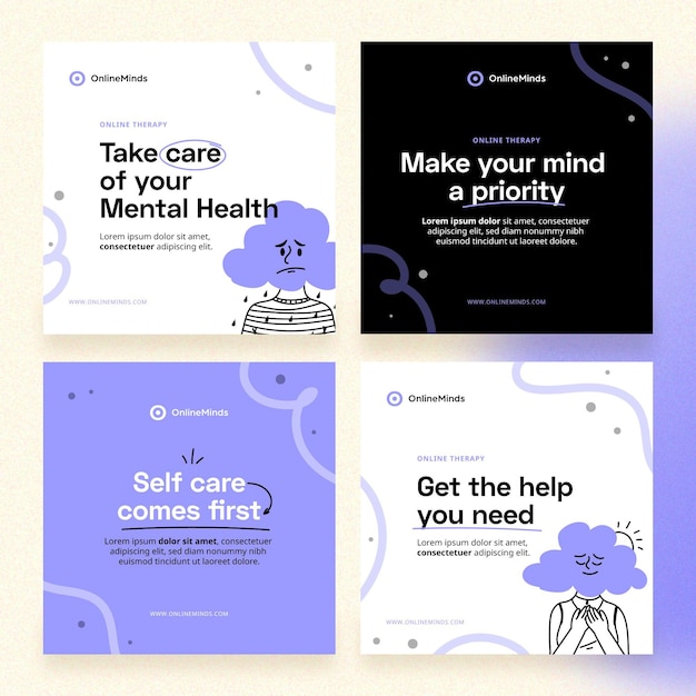 Free vector hand drawn mental health instagram post