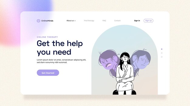 Hand drawn mental health landing page template